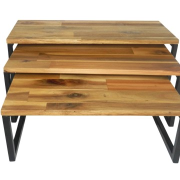 Acacia Wood & Metal Nesting Shelf Helper Set - Industrial-Chic Design